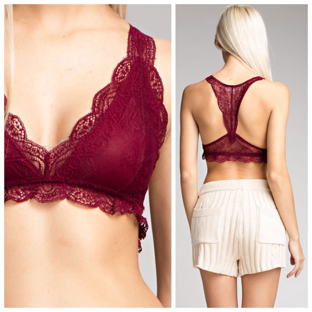 LAST ONE | New red wine Lace Racerback bralette - Picture 2 of 3